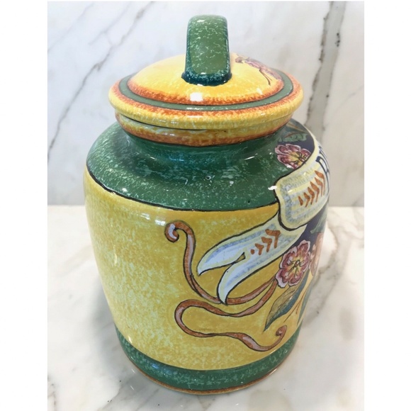 ITALIAN HANDMADE PAINTED FRUIT BISCOTTI JAR NEW! - Picture 9 of 14